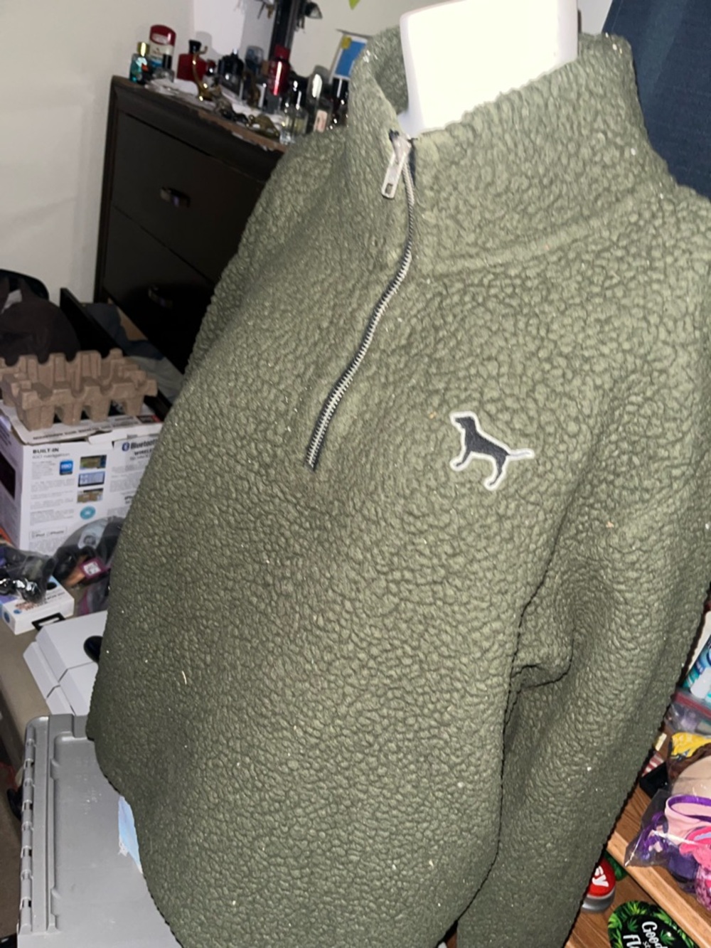 Victoria's Secret Olive Green Teddy Quarter-Zip Jacket